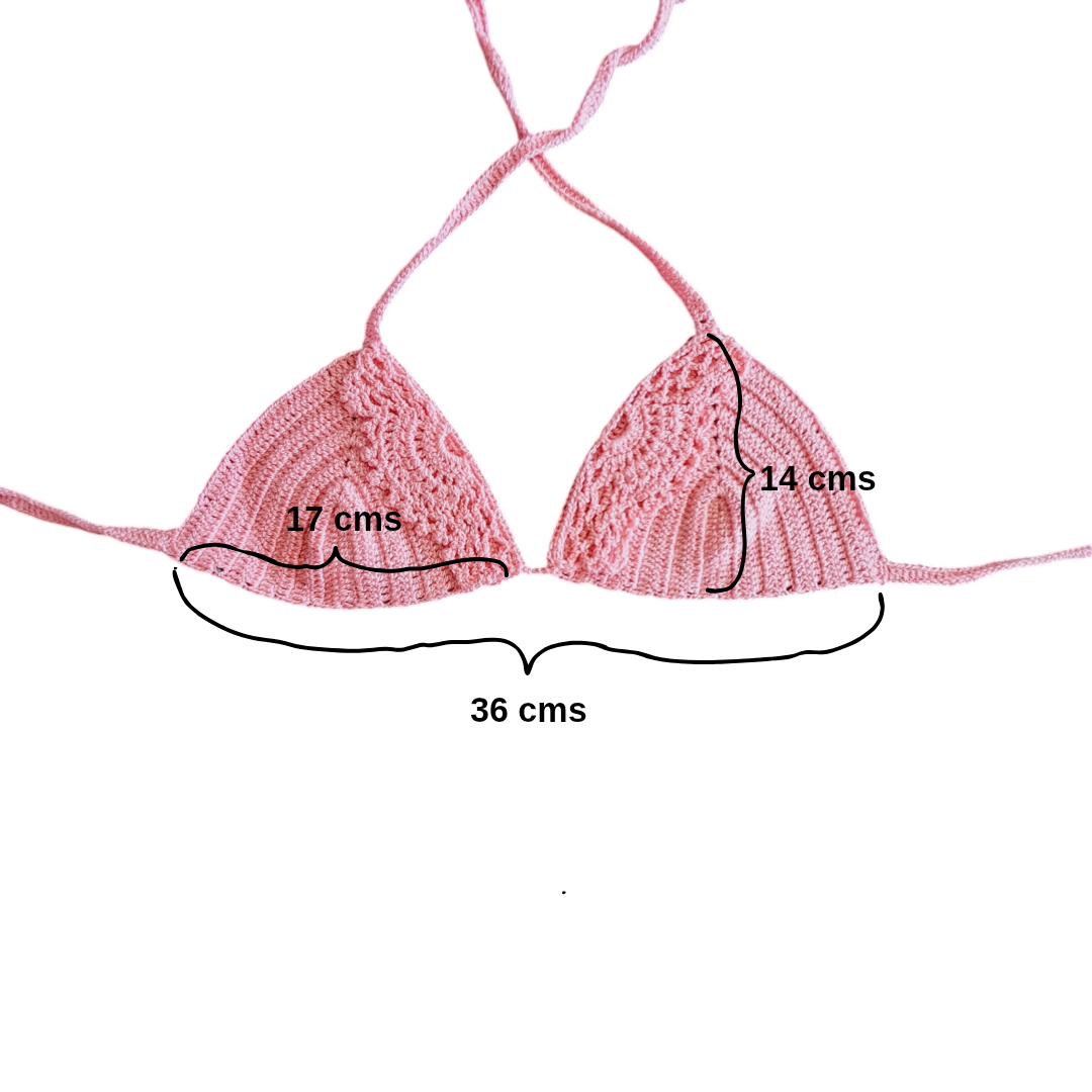 Bikini a crochet rosa coral